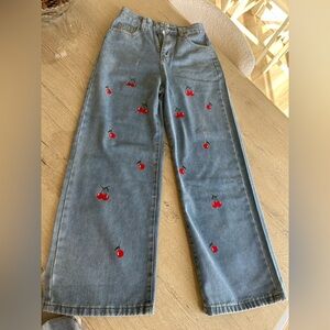 Boutique Cherry & bows Jeans Sz M (fits Like A S) High Rise Wide Leg Jeans NWOT